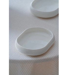 Acar Linea Porselen Oval Beyaz Tabak 14x10x3 cm