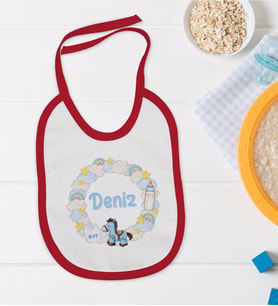 BK Kids Kişiye Özel İsimli Kırmızı Bebek Mama Önlüğü-28
