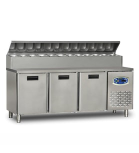 Dampak  3 Kapılı  Alçak Monte Pizza Hazırlık Dolabı 450 Litre 200 x 70 x 109 (cm)