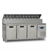 Dampak  3 Kapılı  Alçak Monte Pizza Hazırlık Dolabı 450 Litre 200 x 70 x 109 (cm)