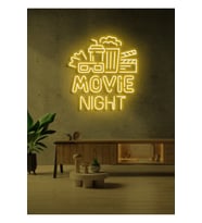 MOVIE NIGHT Yazılı ve Şekilli Neon Tabela