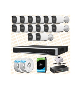 Provzen Hikvision 14 Kameralı 4MP IP Hibrit ColorVu Güvenlik Kamerası Mikrofonlu  Olay Anında bildirim