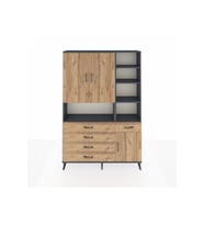 Arges Gardrop 8 Raflı 5 Çekmeceli 3 Kapaklı 132x30x195 Antrasit-Çam
