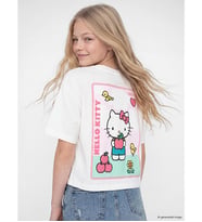 LCW Kids Beyaz Bisiklet Yaka Hello Kitty Baskılı Kız Çocuk Tişört