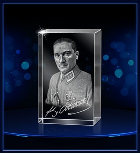 3d Kristal Atatürk 05 (Gerçek 3 Boyutlu Görüntü)