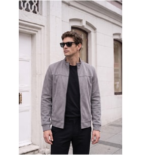 Dik Yaka Slim Fit Mevsimlik Süet Ceket