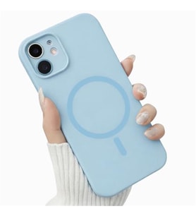 Coverzone ?phone 12 ile Uyumlu Kadife ?� Y�zeyli Premium Silikon K?l?f MagSafe ile Uyumlu Kablosuz ?arj Destekli Darbe Emici Yumu?ak Dokulu Koruma Tasar?ml? Telefon K?l?f? Bebek Mavisi