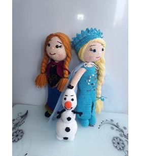 Karlar Ülkesi Anna Elsa Olaf Takımı Amigurumi Organik Oyuncak