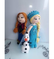 Karlar Ülkesi Anna Elsa Olaf Takımı Amigurumi Organik Oyuncak