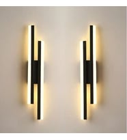 2 Adet Elektrikle Çalışır, 12 Watt , 3000 Kelvin Gün Işığı Led Aplik, İç Merkan Led Duvar Armatürü (Siyah)