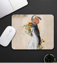Bej Renk Papatya Kadın  Motifli Mouse Pad 23x19cm Fare Altlığı Kaydırmaz Taban De593