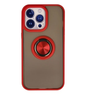 Durukar® iPhone 13 Pro Kılıf Montreal Yüzüklü Silikon Kapak - Kırmızı