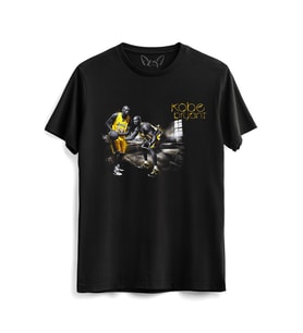 Kobe Bryant Resimli Dijital Baskılı Tasarım Çocuk Siyah Tshirt 