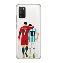 Samsung Galaxy A02S Uyumlu Lionel Messi ve Cristiano Ronaldo Desenli Şeffaf Telefon Kılıfı