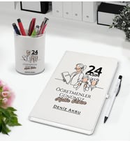 BK Gift Kişiye Özel İsimli Öğretmenler Günü Tasarımlı Defter Kalem ve Kalemlik Hediye Seti, Öğretmene Hediye, Öğretmenler Günü - 16