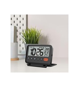 HyMark LCD Katlanır 10x8cm Dijital Masa Saati Çalar Saat Takvim Sıcaklık Led Pilli Seyahat Ofis Ev