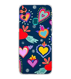PrintiFy Samsung Galaxy A20S ile Uyumlu Retro Color 3  Kamera Korumalı Şeffaf  Kılıf