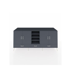 Kronos Konsol 8 Raflı 3 Çekmeceli 4 Kapaklı 220x59x99 Antrasit-Antrasit/Antrasit
