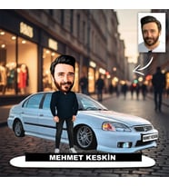 Kişiye Özel Karikatür Honda Civic Arabalı Karikatür Biblo b15