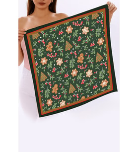 Yeni Sezon Yılbaşı Desenli Bandana Fular Yeni Yıl Hediyesi Şal Estascarf 70x70 Cm (Kırmızı)