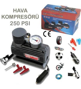 Hava Kompresörü Lastik Pompası Mini 12V 250 PSI