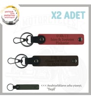 Motor Severlere Özel, İsim Plaka ve 0 Rh (-) Kan Grubu Yazılı x2 Anahtarlık, Nar Çiçeği-K Kahve-Ysl (Çok Renkli)