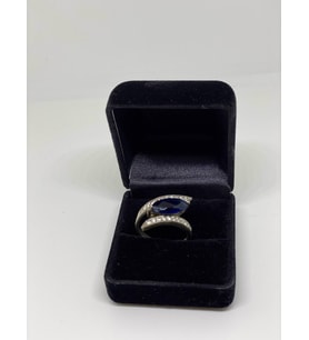 Safir Mavisi Zircon Taşlı 925 Ayar Gümüş Yüzük