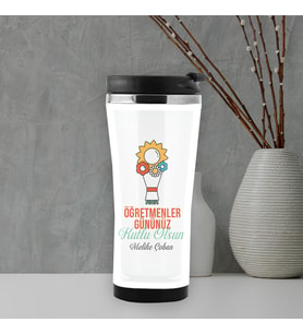 Öğretmenler Günü Kutlama Hediyesi Termos Mug (Beyaz)