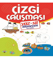 Yaz-Sil Çizgi Çalışması Bitmeyen Yazı Defteri+Tahta Kalm