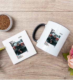 Kişiye Özel İnstagram Tasarım Fotoğraflı Siyah Kupa ve Bardak Altlığı