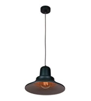 Dylight Retro Siyah İçi Beyaz Tekli Dekoratif Kafe Murfak Aydınlatma Sarkıt Avize Çap:30 cm