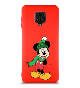 Xiaomi Redmi Note 9 Pro Soft Premier Kapak Mickey Mouse-G Tasarımlı Silikon Kılıf - Kırmızı (Şeffaf)