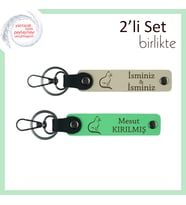 Kedi Sevgisini Üzerinde Taşımak İsteyene, Kişisel Yazılı Anahtarlık, Sütlü Kahve-Fıstık Yeşil
