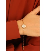 Beyaz Yonca Altın Bileklik (Gold)