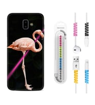 Samsung J6 Plus J7 Prime J7 Pro M20 Kılıf Kablo Koruma Spiral Silikon Line Filamingo 1776