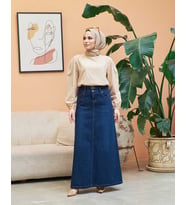 2267-Denim  Etek Lacivert
