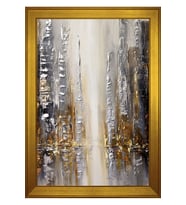 Soyut Şekiller Motifli Kanvas Tablo 50 x 70 cm Gold Çerçeve