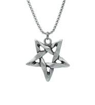 Pentagram Örme Zincir Kolye - Gümüş Kaplama - Erkek Kadın Kolye - No:1388