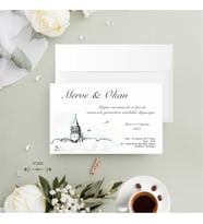 Anı Davetiye 41309 Beyaz Zarflı Düğün - Nikah - Nişan Davetiyesi