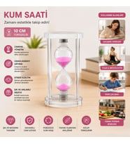 Küçük Boy Cam Standlı Kum Saati - 10 cm Yükseklik - Dekoratif Süs Eşyası