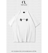 Unisex Kadın Erkek No Rain No Gain Baskılı Özel Tasarım Oversize T-shirt (Beyaz)