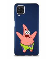 Samsung Galaxy A12 Soft Premier Kapak Patrick Yıldız Tasarımlı Silikon Kılıf - Lacivert (Şeffaf)
