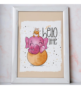 Ezgoola Kız & Erkek Bebek Odası / Happy Fil Tablo / Yenidoğan Bebek Hediyesi / Bebek Hediyesi / Pastel Bebek Odası / Sevimli Hayvanlar / Hediye / Poster (Beyaz)