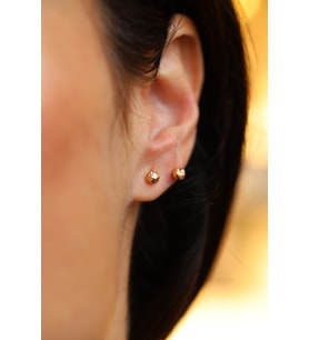 14 Ayar Altın Çevirmeli Vidalı Işıltılı Top Küpe 4 mm 