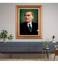 Altın Varaklı Paspartulu Çerçeveli Tablo hb990