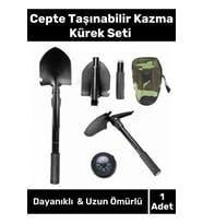 Premium Seri Cepte Taşıma Çantalı Katlanabilir Kamp Portatif Pusula Testere Kazma Kürek Deprem Seti