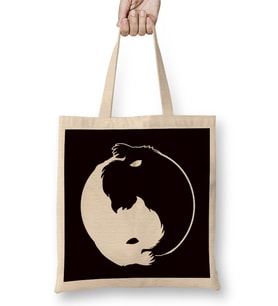 Scottish Terrier Yin Yang Dog Friendly Dogs Puppy Owner Bez Çanta Uzun Saplı