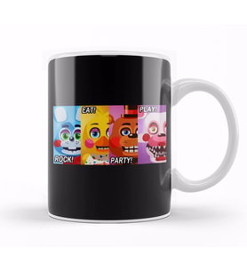 Fnaf Banner Rock Eat Party Play Banner Kupa Bardak Porselen