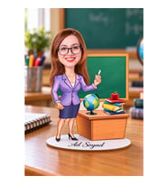 Fotoğrafa ve İsme Özel Kadın Öğretmen Karikatür Biblo