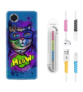 Huawei Nova Y70 Y90 Nova 9 SE  Kılıf Kablo Koruma Spiral Silikon Super Meow 1715